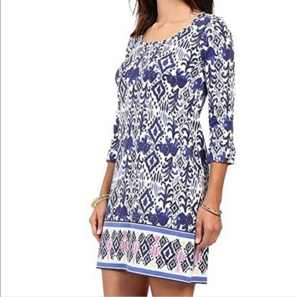 ☆☆ Lilly Pulitzer Ocean Ridge Tons of Fun Blue White Patterned Dress Size Small